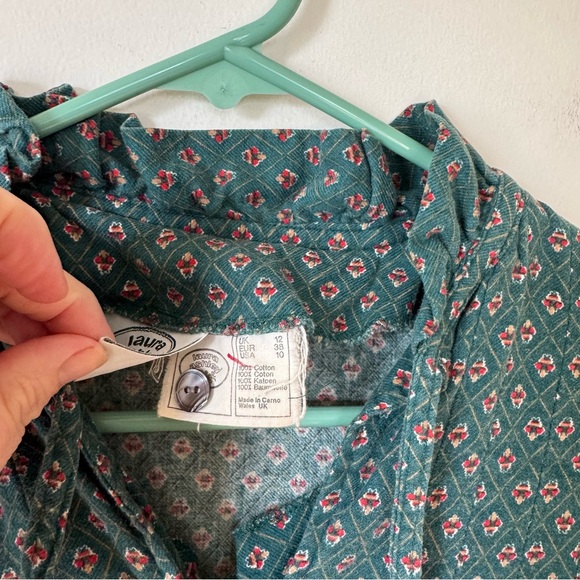 Vintage 80s Laura Ashley Flannel Green Patterned Dress Pockets 10 - Picture 7 of 7